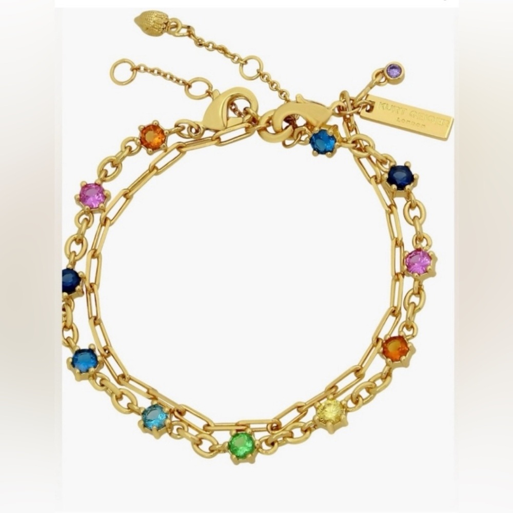 Kurt Geiger NWT Double Chain Rainbow Bracelet & Dangle Earrings